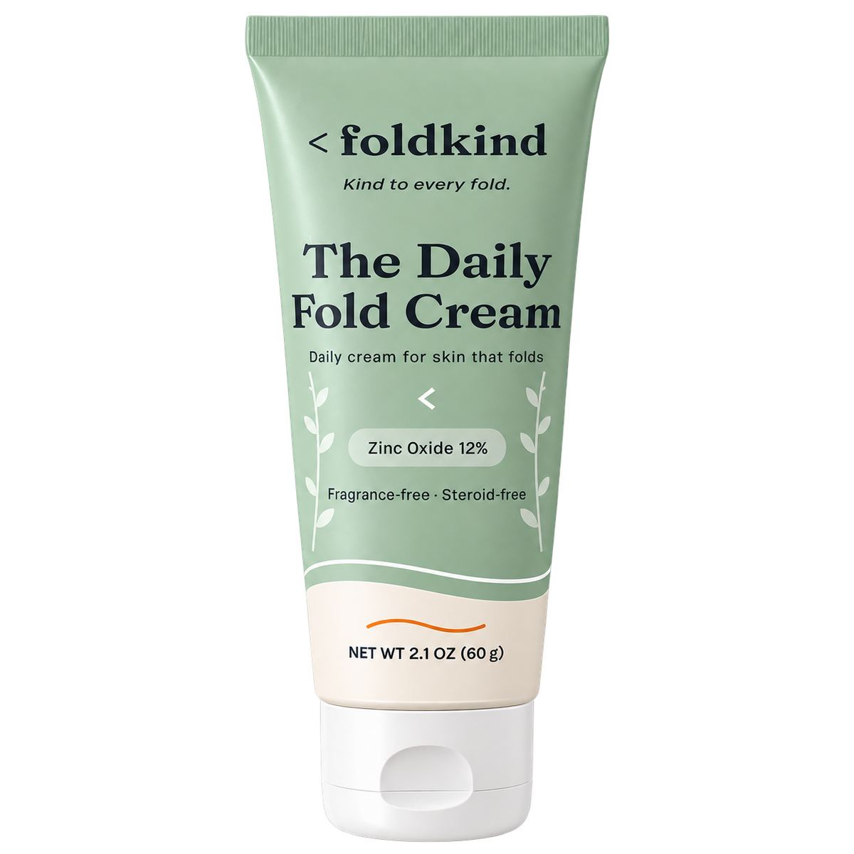 The Daily Fold Cream tube, 2.1 oz (60 g), zinc oxide 12%, fragrance-free and steroid-free. Image