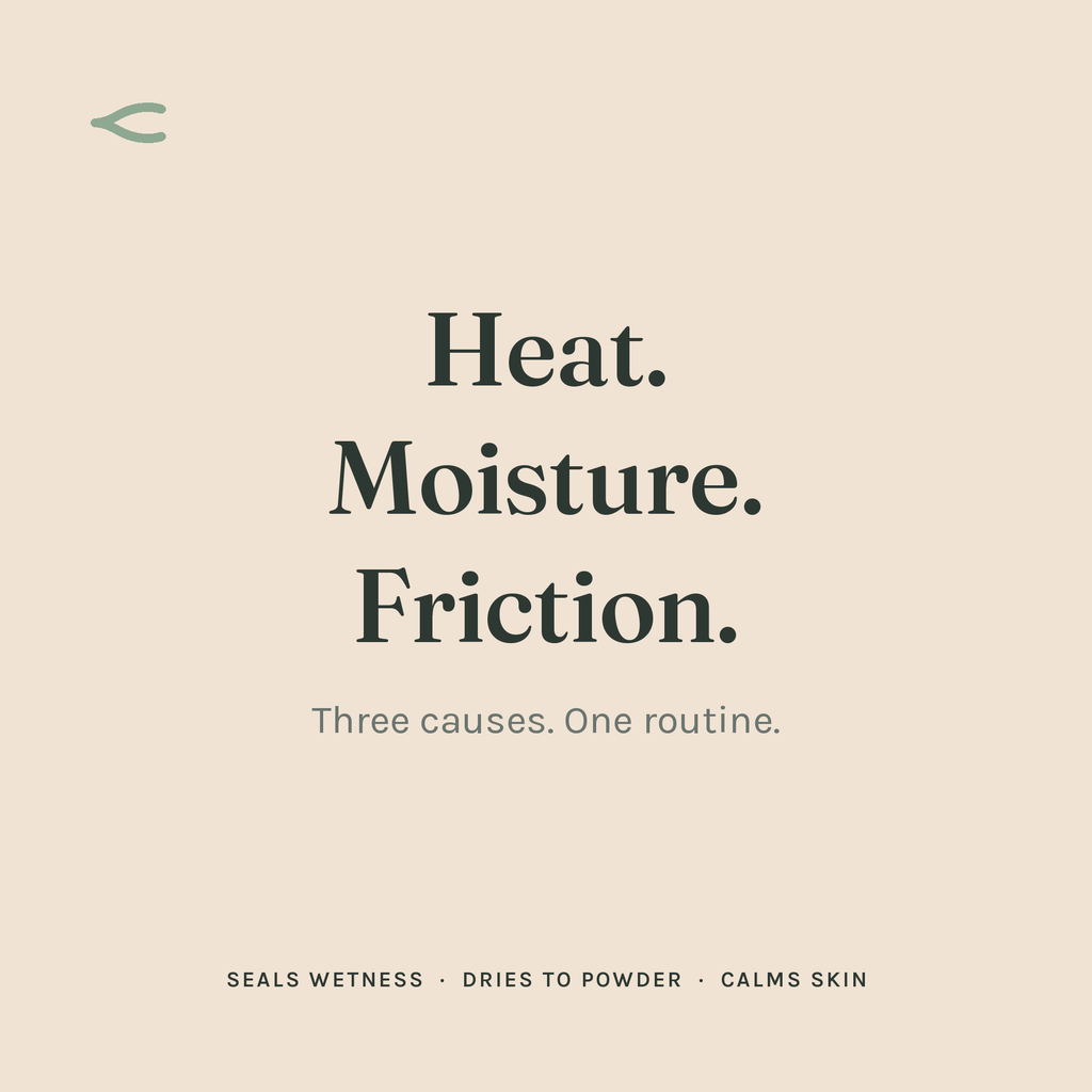 Heat, moisture, friction — three causes, one routine